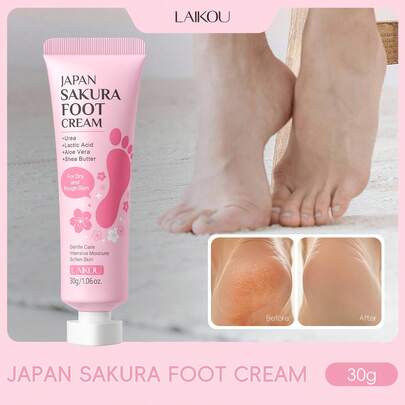 LAIKOU 1支莱寇日本樱花足霜，30克，保湿修护，抗皱足部乳液，适合所有肤质，是旅行、露营、徒步、登山、户外自我护理的理想之选