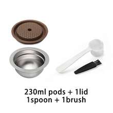 1pc Reusable Stainless Steel Vertuo Coffee Capsule With Lid & Tool, Compatible With Vertuo Next/Pop/Plus Coffee Machines, Capacity 80/150/230ml - Silver - View 10