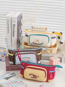 1个可爱卡通狗图案大容量8格高品质学生铅笔盒，文具收纳包，儿童返校礼物 - 莓果小狗 - 查看 13