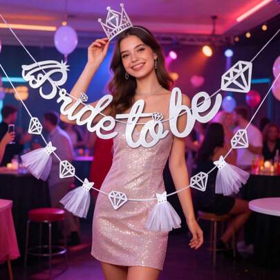 Bridal Shower Banner "BRIDE TO BE", Wedding Bachelorette Party Decorations, Bride-To-Be Photo Backdrop, Hanging Prop