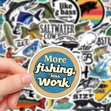 50pcs Lua FIshing Stickers Tackle Box, Luggage, Laptop, Guitar, Skateboard, Bicycle, DIY Decor, PET Stickers,School Supplies,Back To School - A - View 4