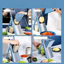 4-In-1 Manual Vegetable Cutter & Slicer | Shred, Slice, Julienne & Dice Without Changing Blades | Foldable Blue Compact Design For Kitchen Storage - Blue - View 4