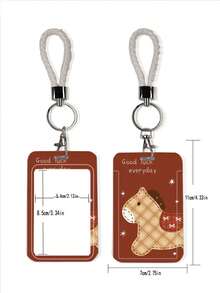 1 pieza Clip de tarjeta de dibujos animados con diseño de caballo lindo de ABS, personalizado, colgante de llavero, clip de tarjeta de muñequera para estudiantes, clip de tarjeta de muñequera para damas, estuche de protección de tarjeta de identificación, estuche de protección de tarjeta de campus para estudiantes - Rectángulo - Ver 5