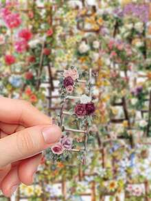 50 piezas Pegatinas de flores para escaleras, adecuadas para portátil, botella de agua, funda de teléfono, guitarra, monopatín, scrapbooking, equipaje, regalo para amigos, suministros de scrapbooking, papelería, pegatinas divertidas, Kindle manualidades libro de sticker estikers - Escalera de flores - Ver 5