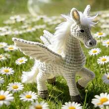 Handmade Crochet White Horse & White Dragon Figurine, Yarn Craft Gift Set With Video Tutorial And Crochet Instructions - White Horse Crochet Material Kit - View 5