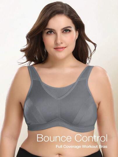  WINGSLOVE Plus Size Full Coverage Sports Bra - High Support U-Back Wireless Sports Bra, Breathable & Comfortable, Suitable For Yoga, Fitness, Running, Unpadded, Maximum Support, Full Cup Design, Wide Band Design