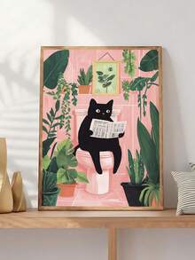 1 tấm tranh dán tường phòng tắm ngộ nghĩnh, hình mèo đọc báo, tranh nghệ thuật treo tường nhà vệ sinh, tranh mèo cổ điển, tranh nghệ thuật tối giản, tranh trang trí phòng tắm, món quà lý tưởng cho bạn bè, tranh trang trí phòng ngủ, trang trí phòng khách, trang trí văn phòng, trang trí phòng tắm, tranh nghệ thuật treo tường, trang trí nhà cửa, trang trí phòng, tranh canvas, tranh áp phích, tranh treo tường có khung, khung tùy chọn. - B - Xem 4