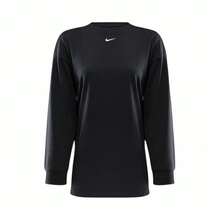 Camiseta Nike holgada de manga larga con estampado de logotipo en color liso para mujer - Negro - Ver 4