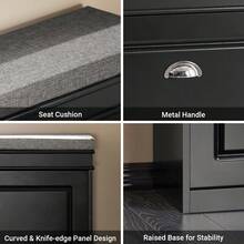 Hallway Shoe Bench Shoe Rack Shoe Cabinet With Seat Cushion And Flip-Drawer Black W75 X D24 X H51cm FSR82-L-SCH - Black - View 7