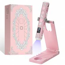 无线UV/LED美甲灯套装，浮雕效果，手持式带支架，液晶显示屏，USB充电式美甲凝胶烘干机，快速固化 - 彩色 - 查看 14