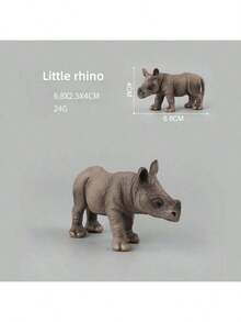 14cm Modelo sólido de rinoceronte, animal salvaje del zoológico, 15.5cm Modelo sólido de hipopótamo, animal salvaje del zoológico - Multicolor - Ver 14