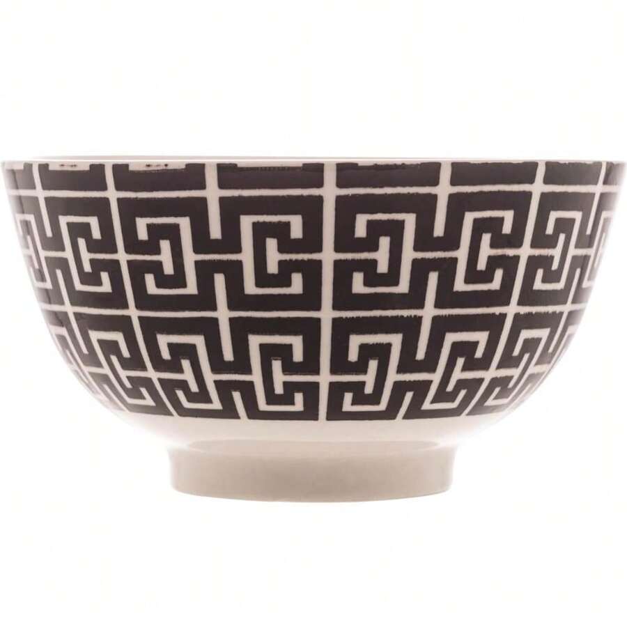 Bowl de Porcelana Lyor 410ml Egypt Preto Decorado Cumbuca Caldos Sobremesas - Preto - Visão 1