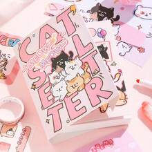 Cat Letter Stationery Set, Grid Notebook, Birthday Gift, Cute Cat Stickers, Notepad Gift Box - 1 Set - View 9