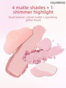COLORROSE Embossed Makeup Palette, Blush + Contour + Highlighter + Eyeshadow All-In-One Palette, Matte & Shimmer Eyeshadow Palette, High Pigment, Long-Lasting Luminous Eyeshadow, Smooth & Lightweight, Includes Mirror, Highlighter, Contour, Blush Compact - CR722 - View 5