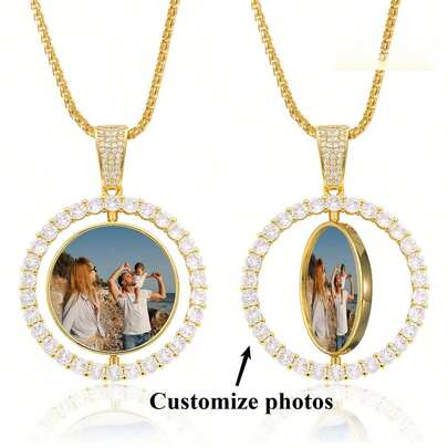 Personalized Picture Necklace, Hip-Hop Picture Chain, Personalized Gifts For Fathers, Men, And Women, Customized Photo Pendant Necklace