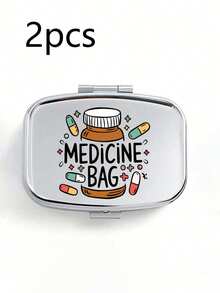 Square Pill Box With Capsule, Tablet, Letter, Bottle Patterns, Portable Medication Storage Compartment, Mini Metal Storage Box, Compact Jewelry And Pill Case, Travel Medicine Box, Large Capacity Compartment, Weekly Pill Organizer, Suitable For Daily Medications And Vitamins, Essential For Doctors And Nurses, Emergency Needs, Travel, Hiking First Aid, Creative Gift With Cartoon Logo - Multicolor - View 17