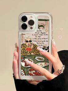 1件装简约时尚女猫粮图案拼接美学设计全包透明TPU防指纹手机壳，兼容 16 Pro Max/16/16 Pro/16 Plus/11/15/15 Pro/15 Pro Max/12/13/14 Pro Max/XS/XR/11 Pro/11 Pro Max/12 Pro/12 Pro Max/13 Pro/13 Pro Max/7 Plus/14 Pro/14 Pro Max/14 Plus/7 Plus/8 Plus/8/SE2/12 Mini/13 Mini，硬壳，防黄变 - 彩色 - 查看 1