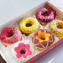 2 Pairs New Interesting Multi-Color Donut Mid-Calf Socks Gift Box, Spring/Summer New Unisex Sports Socks, Imaginative Food-Inspired Creative Design, Knitted Fabric, Long & Thick Soft & Comfortable, Perfect Gift For Birthday, Valentine's Day, Easter, Festival, Carnival, Dates, Parties, Holidays, Unique Quirky Abstract Daily Casual Wear Socks, Popular Food-Themed Outfit, Suitable For All Seasons, Great Gift For Couples, Friends, Vacation, Outdoor Sports, Gym, Home, Office, Etc. - Multicolor - View 5