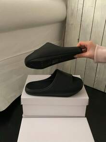 XIXITIAO Minimalist Solid Color Negative-Heel Arch Support Home Slippers, Comfortable And Lightweight Floor Slippers, Versatile And Stylish For Home Wear - Black - View 8