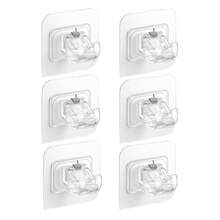 Set Of 6 Drill-Free Self-Adhesive Curtain Rod Brackets, No Nails Required, Adjustable Curtain Rod Holders, Suitable For Windows, Home, Kitchen, Bedroom, And Hotels (Transparent). - Transparent - View 9