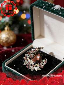 1pc 18K Gold Plated French Classic Crystal Brooch, Comes With Gift Box, Suitable For Christmas, Valentine's Day And All Seasons Gifting - Crystal Brooch - View 2