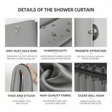 Cortina De Ducha Magnética Plegable Con Recorte De Baño Color Gris - Gris - Ver 6