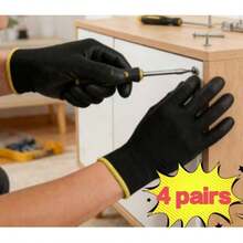 4 Pairs PU Coated Work Gloves, Suitable For Construction Safety, Woodworking And Gardening, Gardening Tools, Gardening Supplies, Landscaping Cleaning Assistant, Industrial Protective Gloves, Repair Gloves, Anti-Slip And Durable, Enhanced Grip Protection, Suitable For Lawn Care And Outdoor Use, Suitable For Eid, Ramadan, Christmas And Valentine's Day - Multicolor - View 2