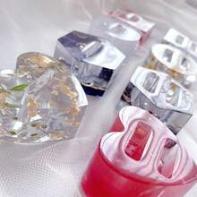 1个环氧树脂模具戒指托，心形、圆形、方形、六边形硅胶模具，适用于DIY珠宝制作，环氧树脂工艺品浇铸材料 - 白色 - 查看 6