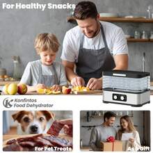 Food Dehydrator For Jerky, 5 Stackable Trays, Adjustable Temperature & 250W Compact Dehydrator Machine For Meat, Fruit, Mushroom, Herbs, Easy Knob Control, Recipe Included, 72H Max - 查看 6