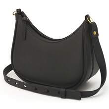 Women's Half-Moon Shoulder Bag Set (Crossbody) + Waterproof Rubberized Wallet - Black - View 3
