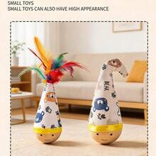 1pc Rocking Cat Feather Teaser Toy, Durable Scratch-Resistant Pet Toy For Self-Entertainment - Tumbler - Feather - View 3