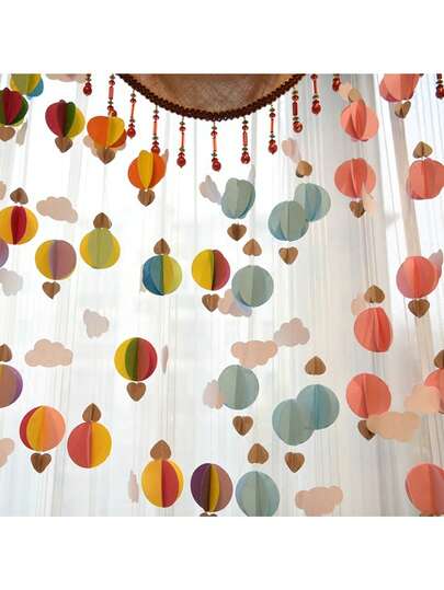 1pc 3D Paper Latte Decor, Cloud Heart Shaped 3D Paper Wreath. Suitable For Bedroom, Birthday, Wedding, Party And Gathering.