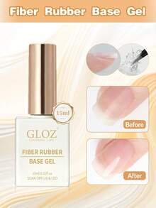 GLOZ 15ml Fiber Rubber Base Coat Set, Removable Gel Nail Polish, Suitable For DIY Manicure At Home - Clear - View 3