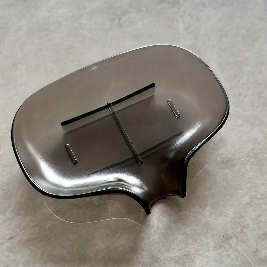 Modern Soap Holder With Drainage - Non-Slip Bathroom Organizer, Oval Soap Dish, Easy-Clean Soap Tray For Shower, Sink, Vanity - Plastic Bathroom Storage Rack Base, Soap Bar Holder, Sleek Design, Easyclean Material - 透明灰 - 查看 1