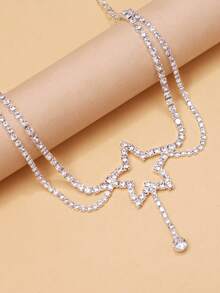 欧美畅销双层星形水钻脚链，高端闪亮时尚脚链，女士沙滩配饰 | 脚链 - 銀色 - 查看 5