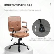Retro Office Chair, Height-Adjustable Office Chair With Rocking Function, Up To 120 Kg, For Home Office And Study - Khaki - View 4