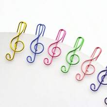 Colorful Musical Note Paper Clips – Cartoon Treble Clef Binder Clips, Dual‑Use As Bookmarks & File Clips, Metal Finish With Vibrant Colors, Perfect For Students' Office & Study Organization, Creative Stationery Gift For Back‑To‑School, Birthday Or As Prizes, Cute & Functional Design For Notebooks & Documents - Multicolor - View 2