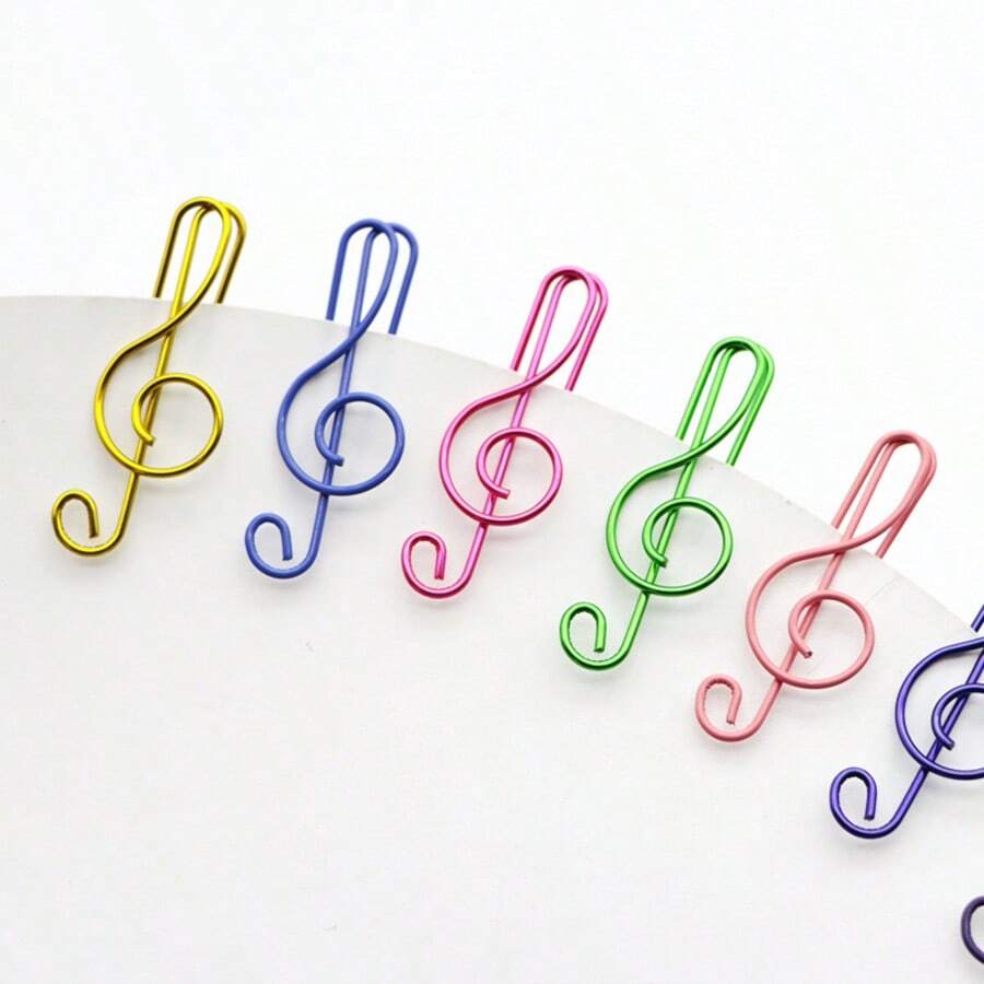 Colorful Musical Note Paper Clips – Cartoon Treble Clef Binder Clips, Dual‑Use As Bookmarks & File Clips, Metal Finish With Vibrant Colors, Perfect For Students' Office & Study Organization, Creative Stationery Gift For Back‑To‑School, Birthday Or As Prizes, Cute & Functional Design For Notebooks & Documents