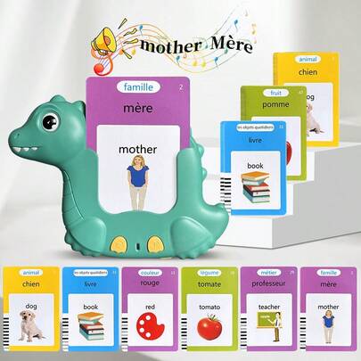 Bilingual Flashcards In French/Spanish/English, Montessori Learning Toys With 224 Common Words, Language Training Toys, Sensory Pre-School Educational Learning Gift For Children (French/Spanish/English Bilingual)