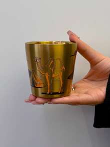 Golden Double Wall Stainless Steel Cup 175ml - Premium Insulated Desert Camel Design Mug | Middle East Style Travel Tumbler | Gift Ramadan Eid - Gold - View 6