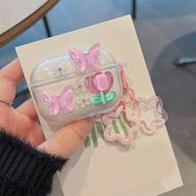 Funda protectora con diseño de lazo compatible con auriculares Bluetooth de Apple, cubierta anti-arañazos y a prueba de golpes compatible con la funda del auricular Bluetooth Wave de Apple - transparente - Ver 5