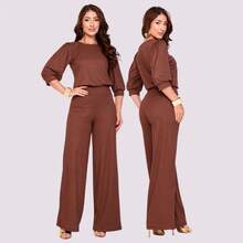 Women's Set: Loose-Fitting Pants, 3/4 Puff Sleeve Blouse, Elegant, Casual, Zero-Transparency Knit, Formal - trắng - Xem 4
