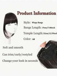 1片彩色合成发夹式刘海，自然隐形无缝空气刘海及鬓角接发，适合学生及日常佩戴，颜色随机（颜色可能与图片略有不同），发饰，情人节礼物，发夹，发卡，发卡夹，发卡 - 彩色 - 查看 6