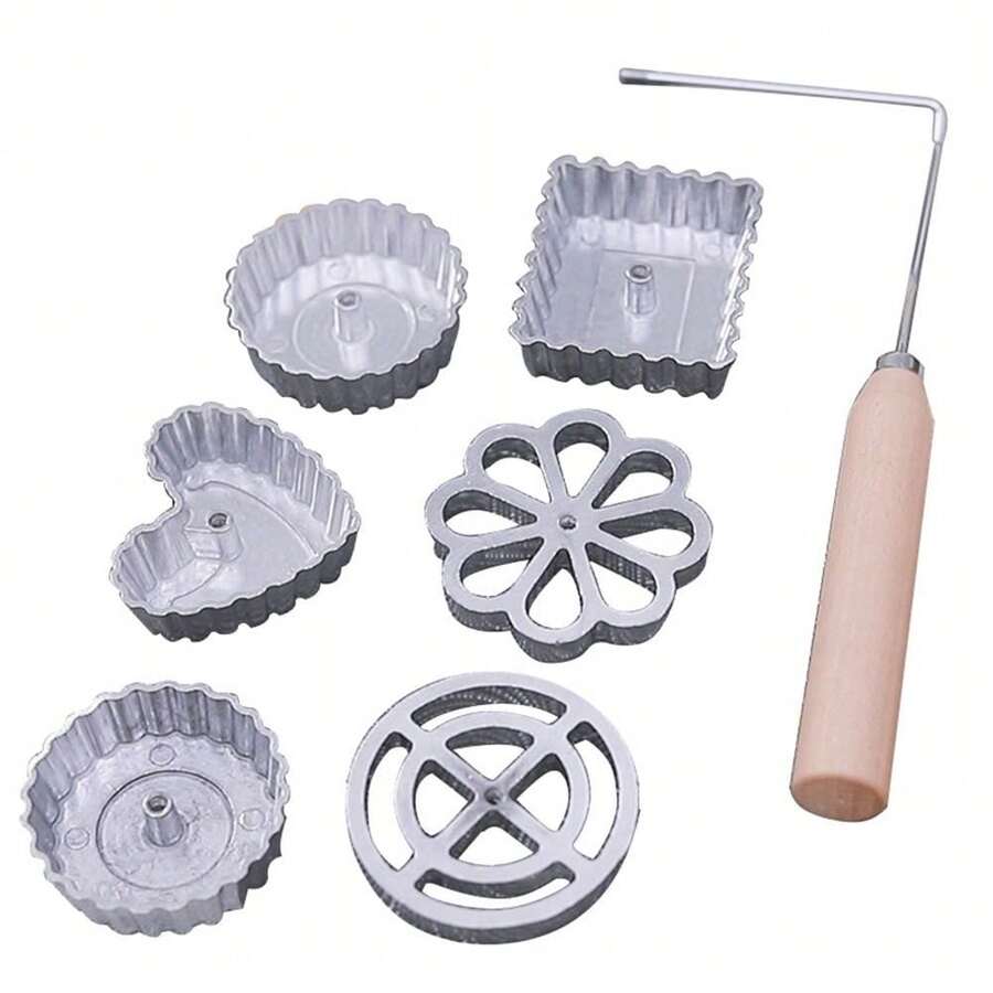 铝制瑞典玫瑰花模具，华夫饼模具，漏斗蛋糕圈模具，饼干烘焙模具，带手柄的布努埃洛斯模具，母亲节礼物，送给妈妈的物品，烘焙用品 - 彩色 - 查看 1