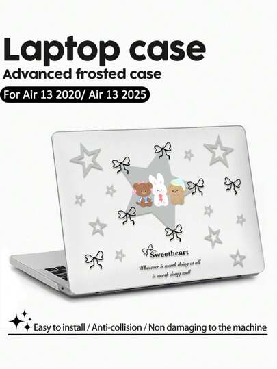 这款可爱的卡通星星动物磨砂透明笔记本电脑保护套，轻巧防摔，适用于13英寸和15英寸MacBook Air机型，以及14英寸MacBook Pro M2和M3版本。它集防指纹、防震和散热功能于一体，是节日和特殊场合的完美礼物。