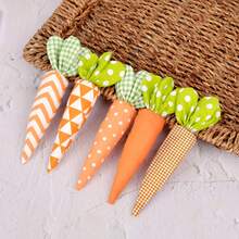Paquete mixto de 5 piezas (1 pieza de cada uno de los 5 colores) Adornos de zanahoria de tela de Pascua, decoraciones de bandeja para el hogar, suministros de fiesta festiva, adornos hechos a mano - Multicolor - Ver 4