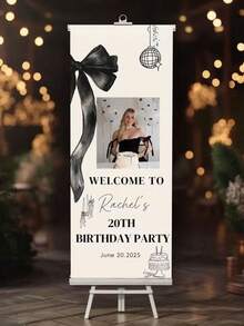 1pc - Customized Birthday Banner, Personalized Photo & Text Poster, Birthday Party Welcome Sign, Birthday Party Welcome Template, Customized Gift, Flag, Banner For Outdoor Events, Entrance, Corridor, Decor Background - Multicolor - View 6