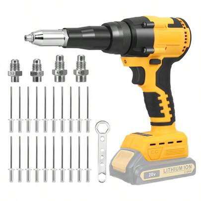 Cordless Rivet Gun, Brushless Rivet Gun With LED Light, Adjustable Speeds & 20 Rivets, Portable Automatic Rivet Nut Gun Kit