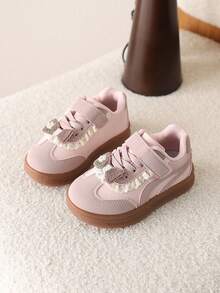 1 Pair Girls' Casual Sneakers, New Spring Fashion Toddler Non-Slip Closed-Toe Sports Shoes - Pink - View 1