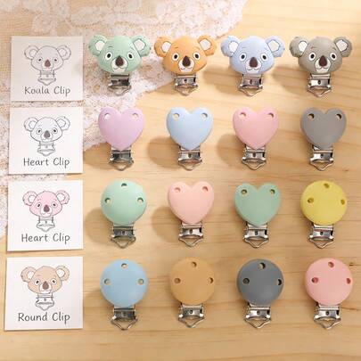 6pcs Assorted Cute Cartoon Silicone Clips Set - Koala, Heart, Round 3-Hole, Strap Clips, Heavy Duty Clasps, Hooks For Jewelry Making, DIY Crafts Accessories - Gift For Women Men Craft Lovers